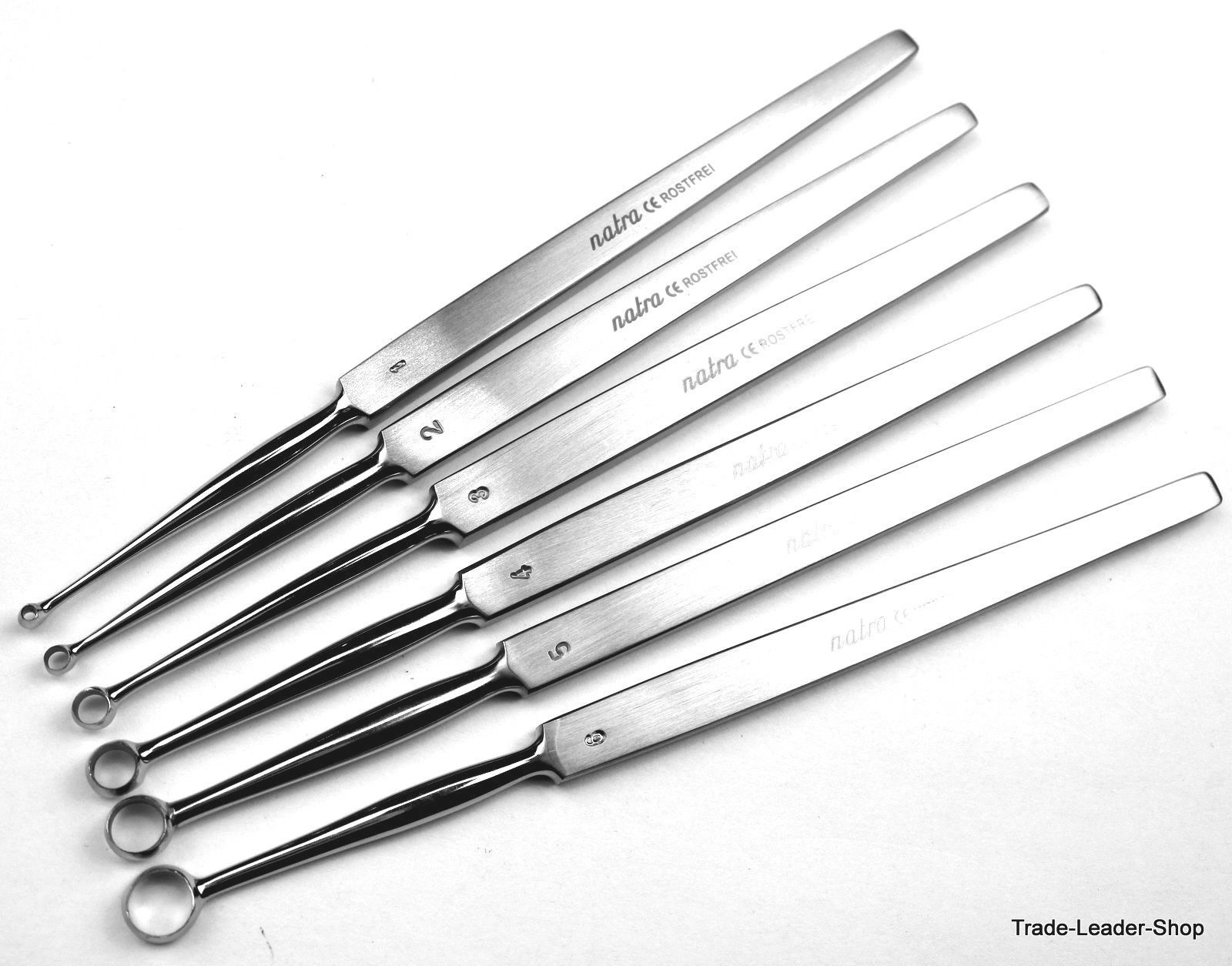 6 set FOX Lupus Curette 14 cm 1,2,3,4,5,6 mm skin dermatology foot care pedicure
