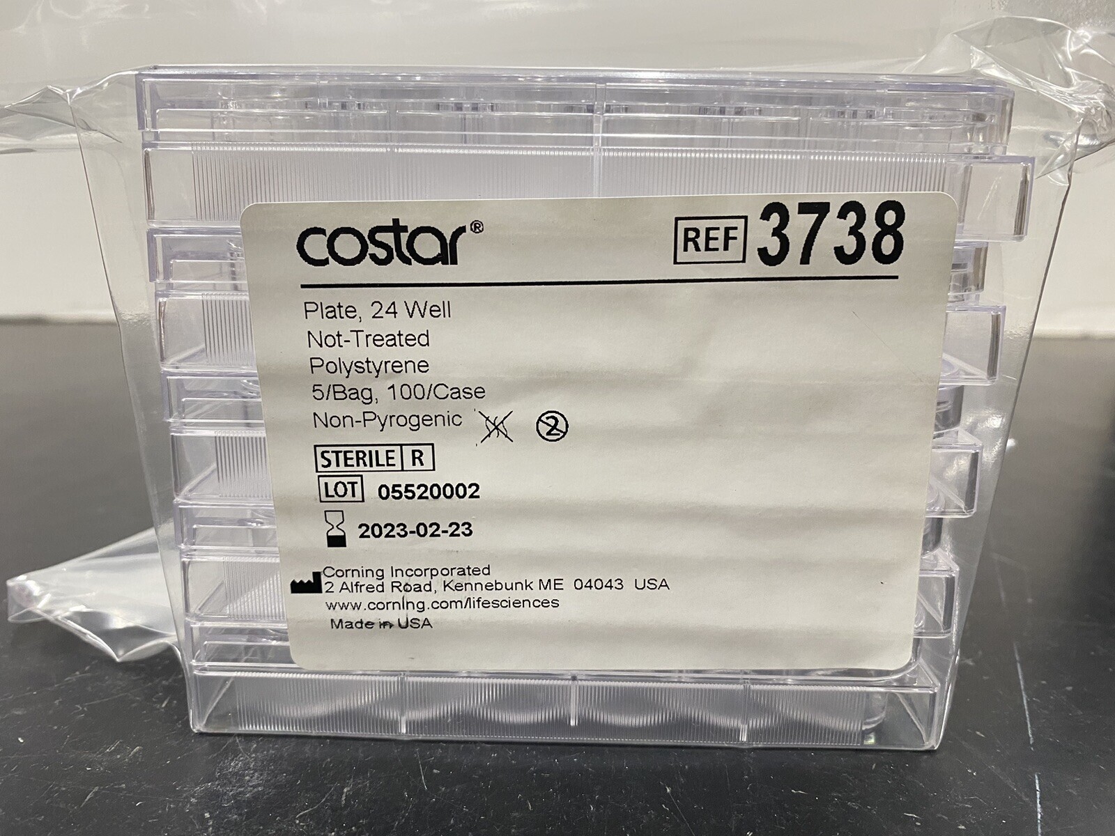 65 new Costar REF# 3738 – 24-Wells Clear Polystyrene Micro Plates, STERILE, 5/PK