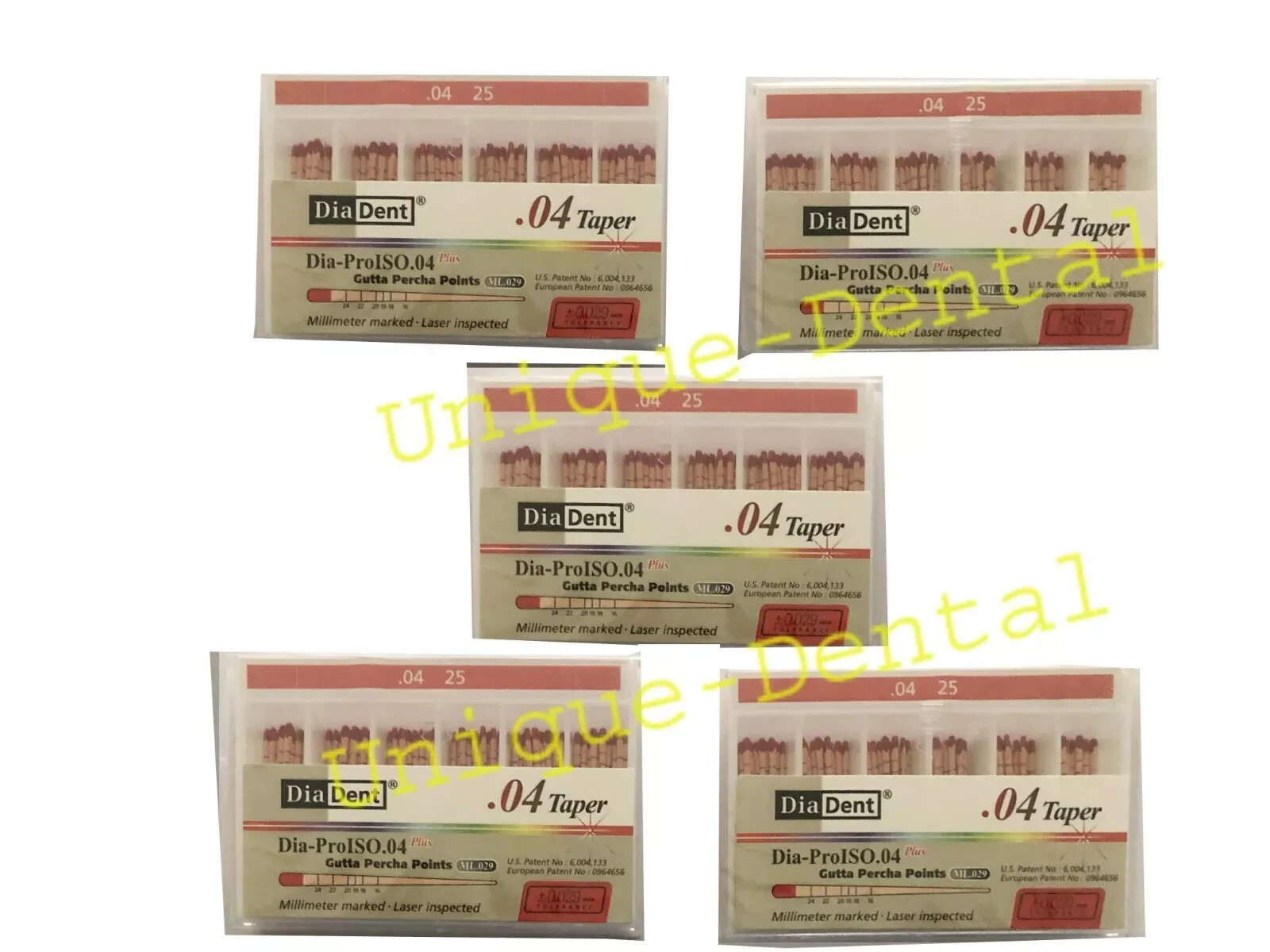 Pack of 5 Diadent Gutta Percha GP Points 4% Size 25 Box of 60 Fast Ship ‘T’
