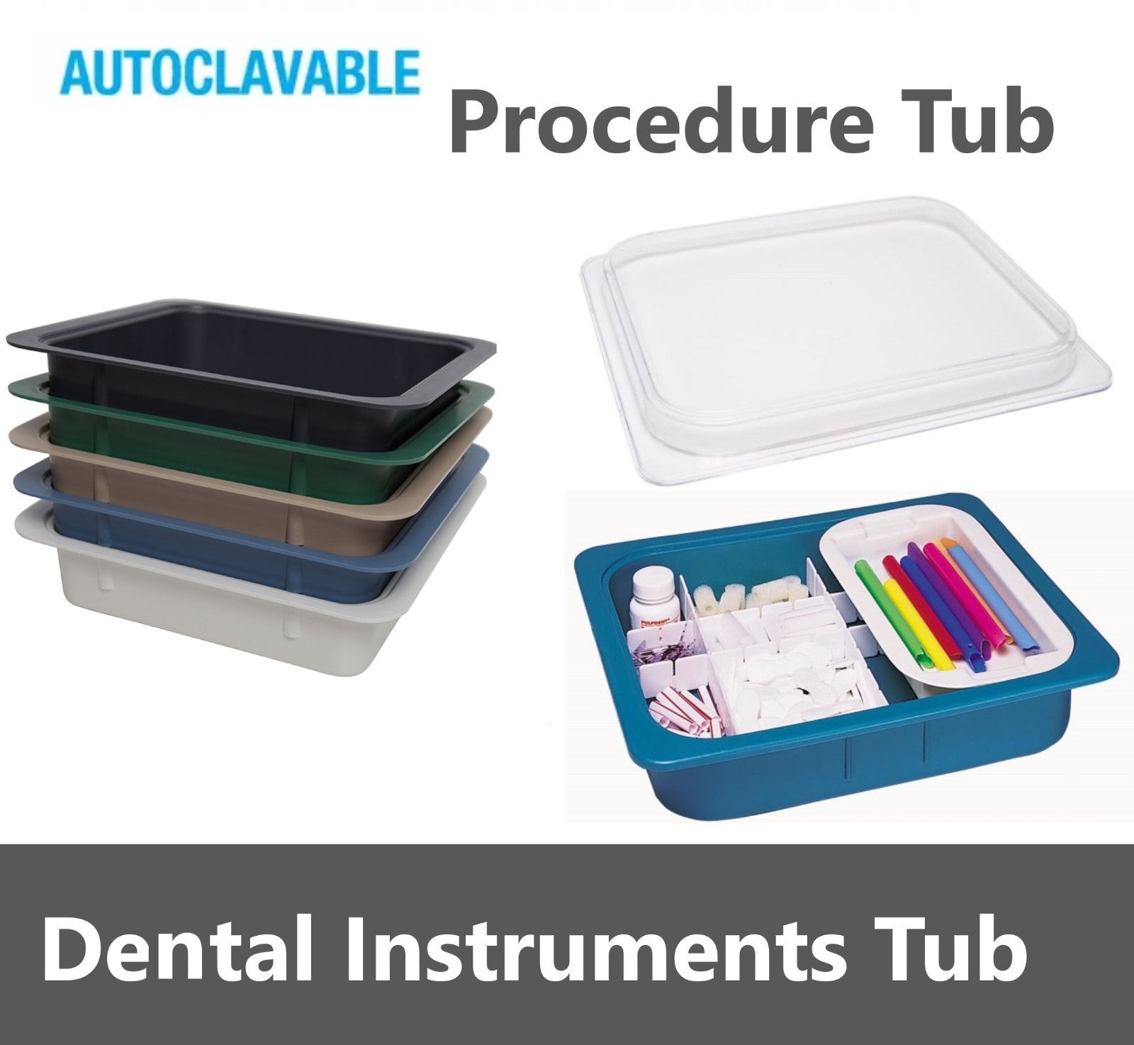 Dental Operation Tub, Tub Lids, Tub Dividers, Instruments Tub, Autoclavable Tub
