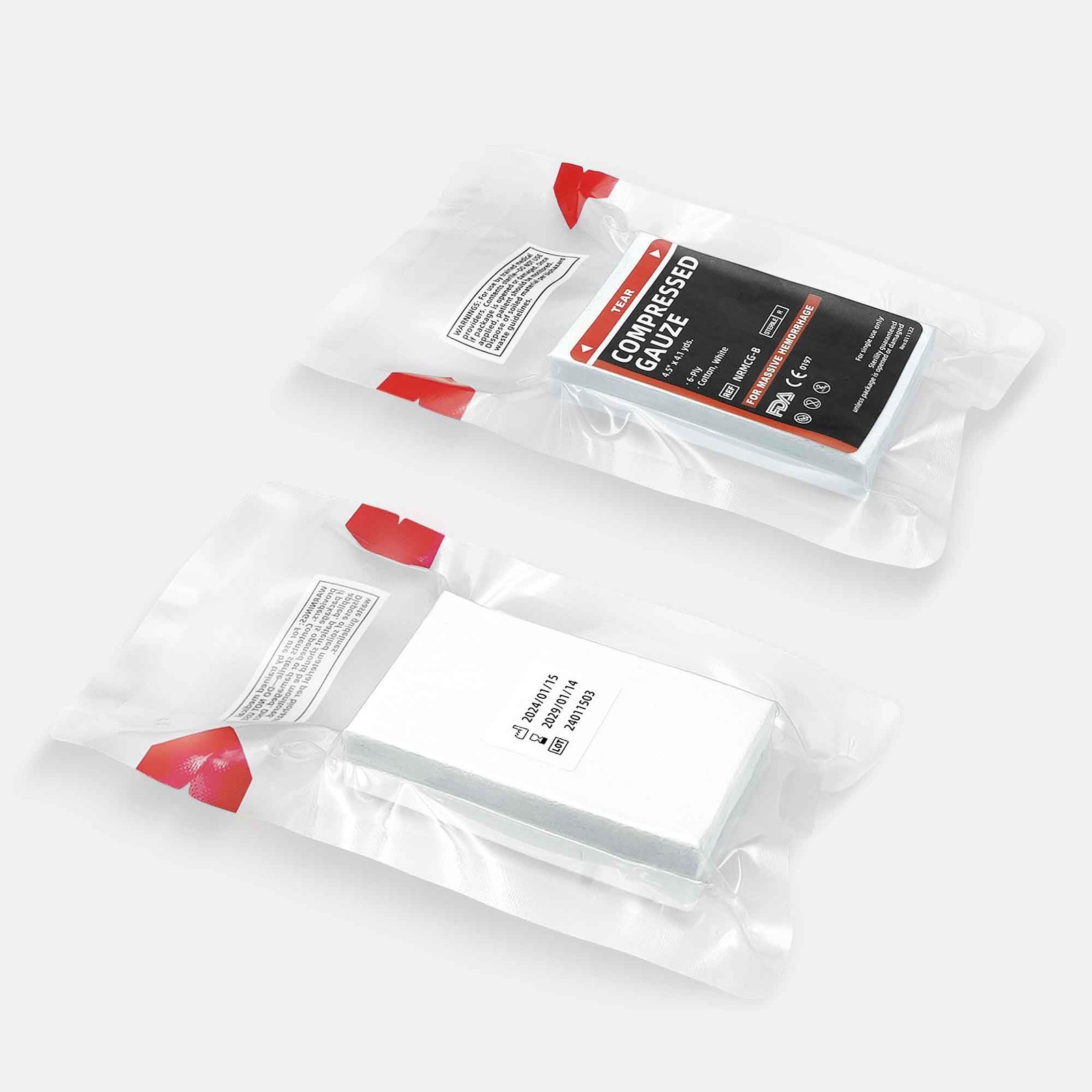 Sterile Compressed Gauze for Wound Packing, Emergency 4.5 x 4.1, White