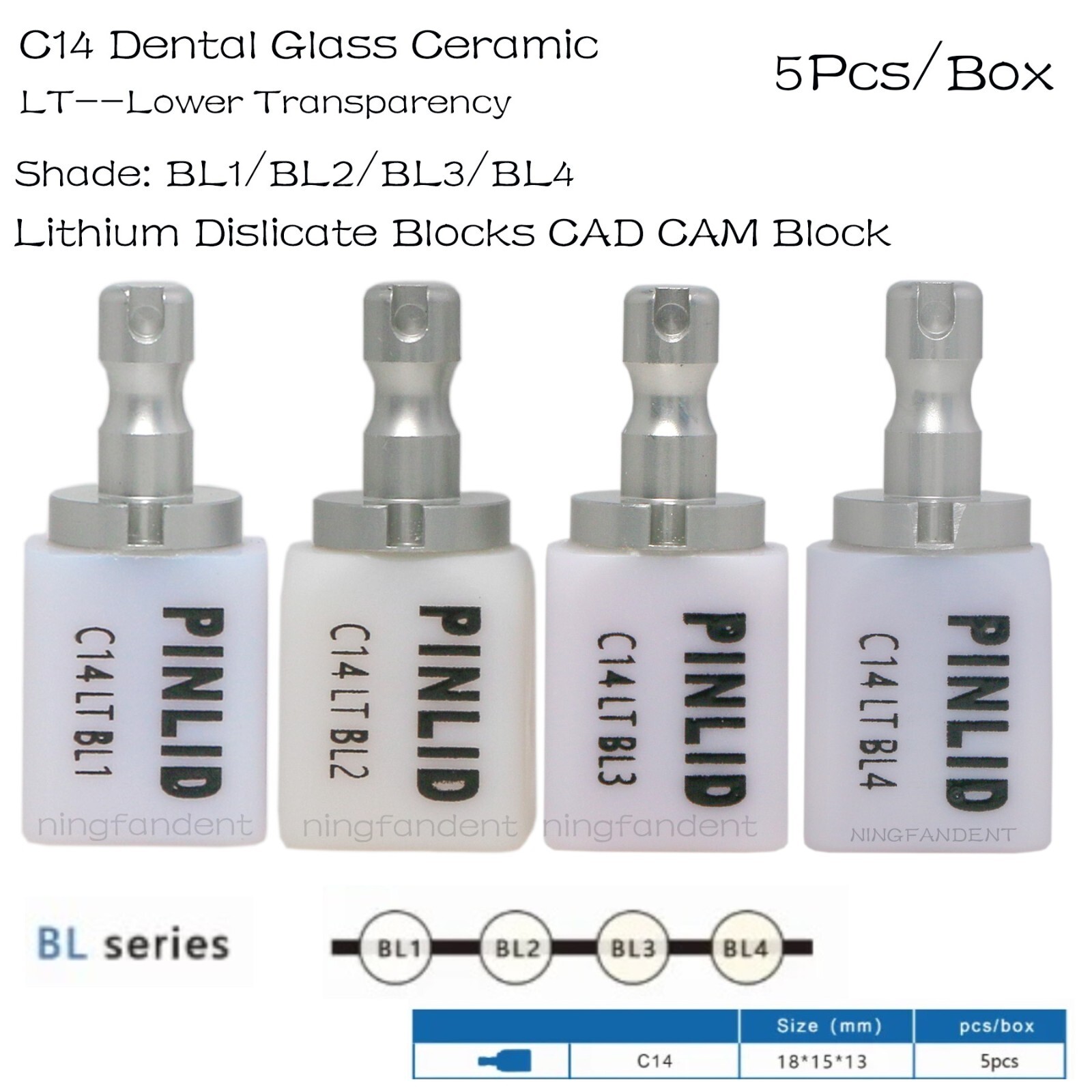 US Glass Ceramic Lithium Disilicate HT/LT C14 e.max CAD CEREC Blocks InLab 5/Pk