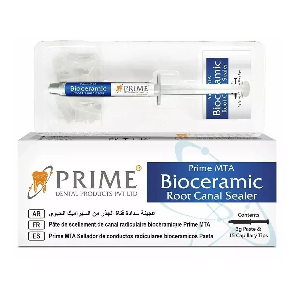 PRIME DENTAL MTA Bioceramic RCT Sealer 3 gm Syringe with 15 Tips. 5X