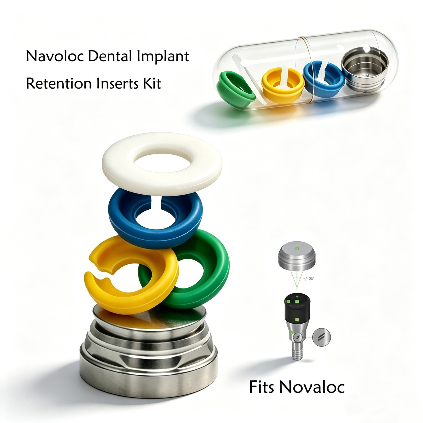US Dental Novaloc Retention Inserts Caps Peek Locator Mounting & Demounting Tool