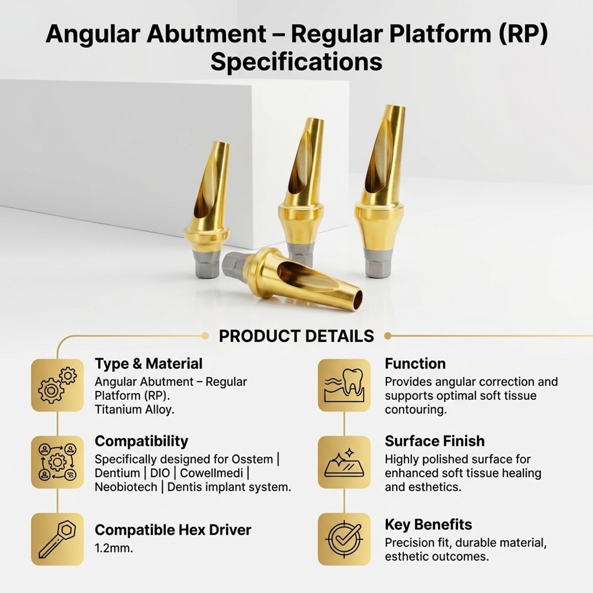 US Dental 17° Angled Abutment For Hiossen ET III Osstem TS Mini Regular Platform