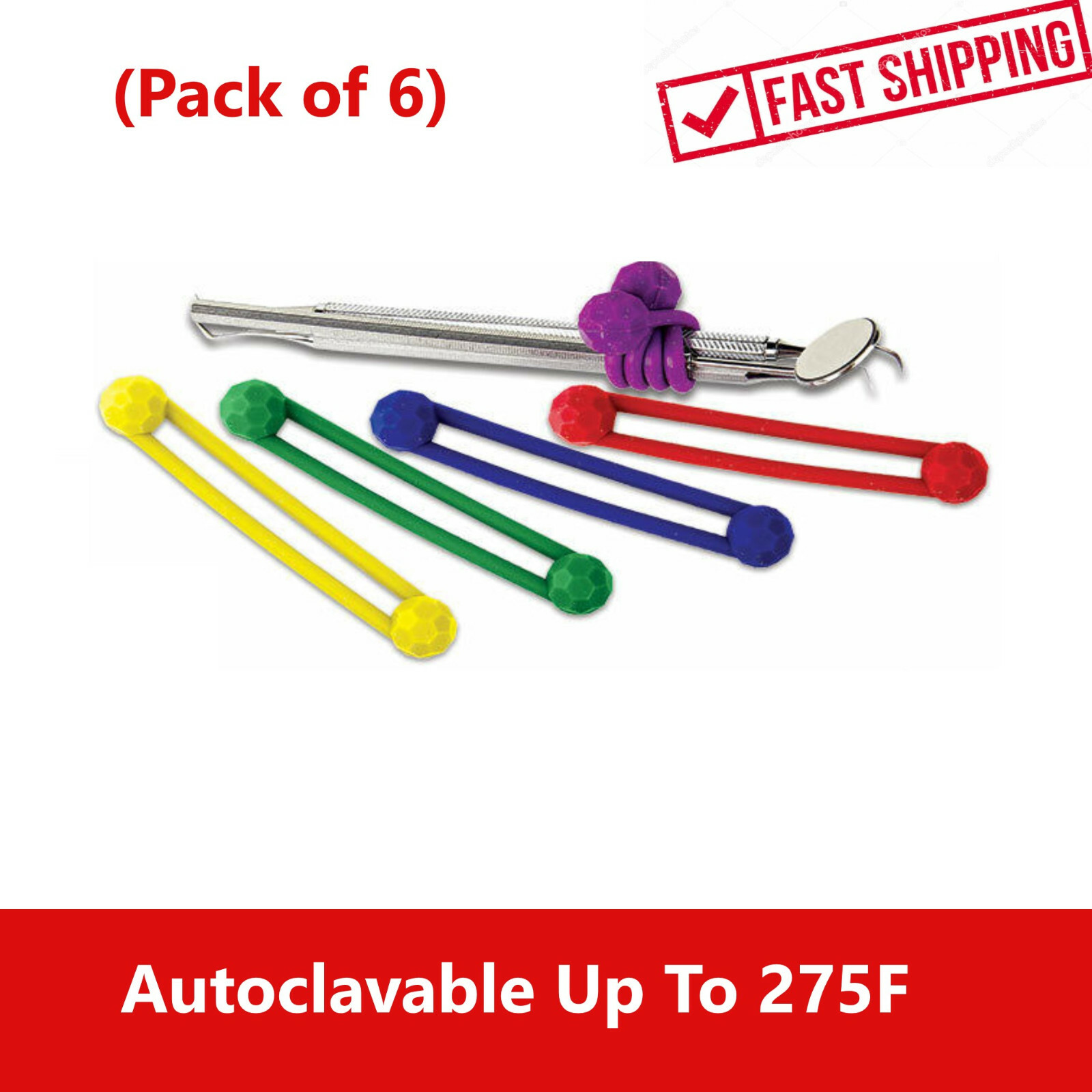 Dental Silicone Instrument Ties Autoclavable Up to 275°F 6/Pk Dental Pro-Ties