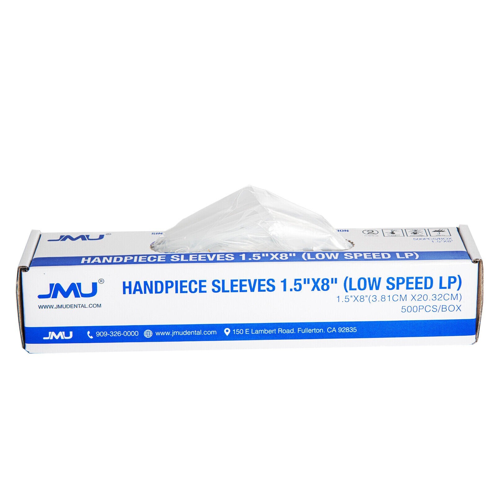500Pcs/Box JMU Dental PE Covers Low Speed Handpiece Sleeves 1.5”X8” Protective