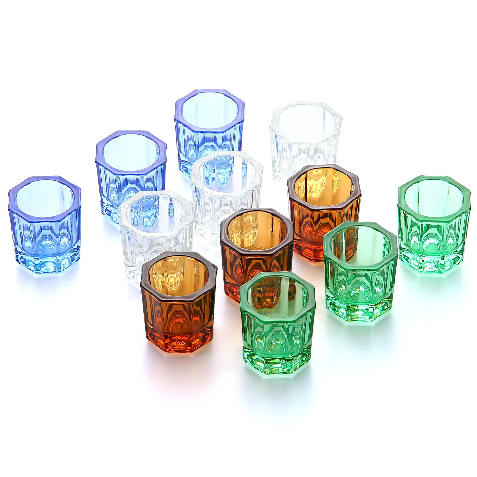 12PCS JMU Dental Glass Dappen Dishes Acrylic Crystal Cups Nails Assorted Colors