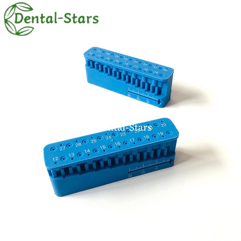 Autoclavable Dental Endodontic File Holder Measuring Block with Ruler blue/white