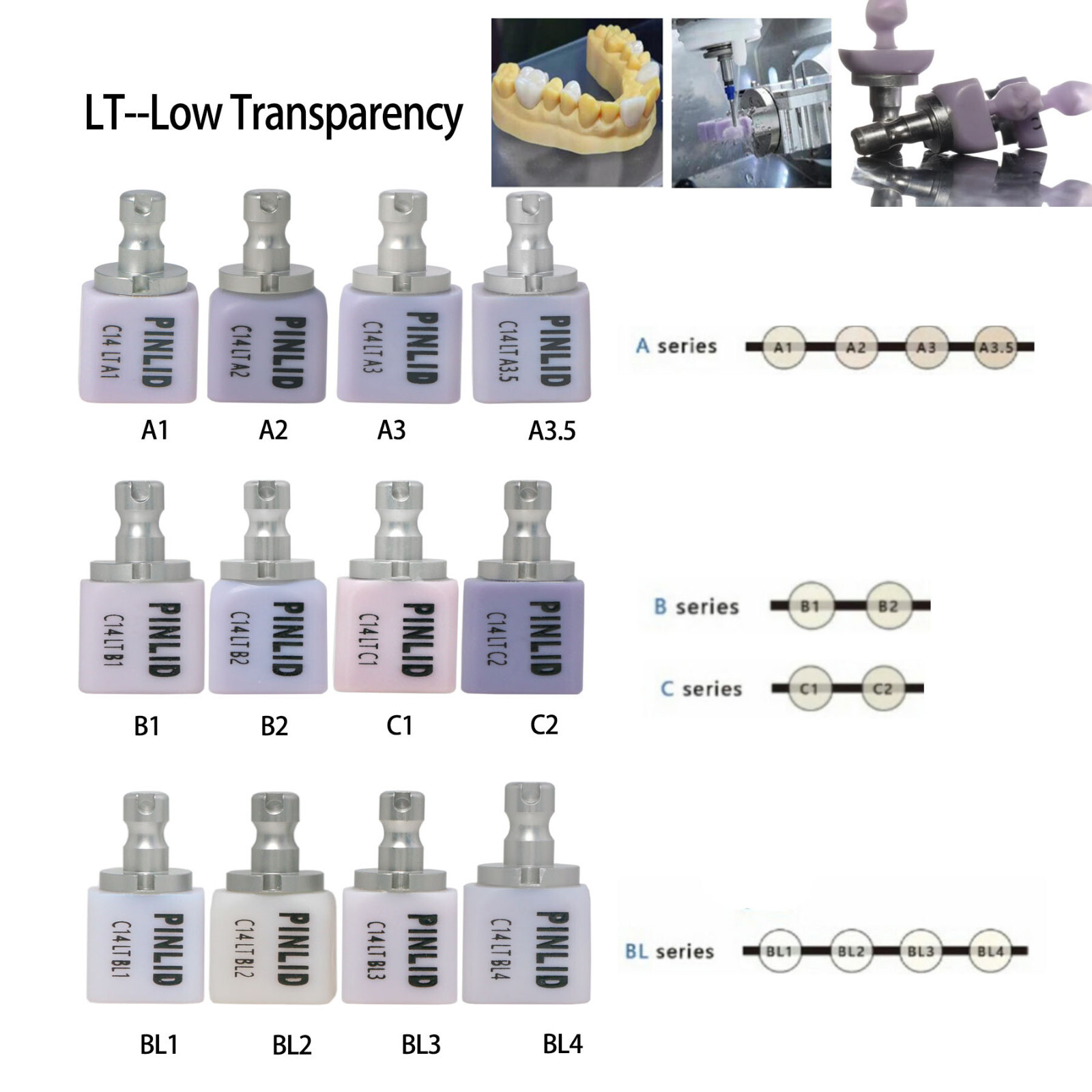 5Pcs C14 Dental Glass Ceramic Blocks CAD CAM Block HT LT Fits Sirona Roland MCXL