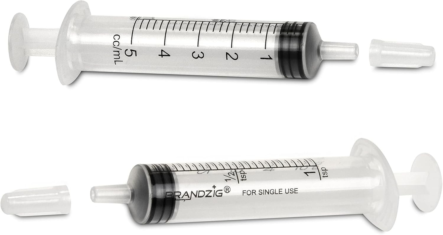 5ml Syringe With Cap (100 Pack) | Oral Dispenser Without Needle, Luer Slip…