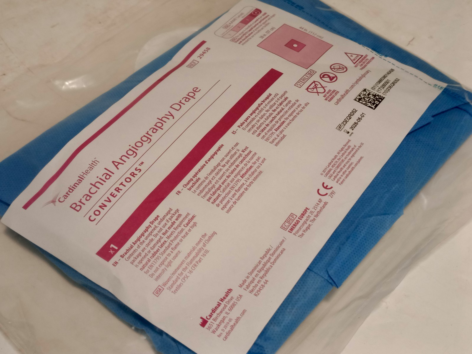 (2) Cardinal Health Convertors Brachial Angiography Drapes, Latex Free, 29458