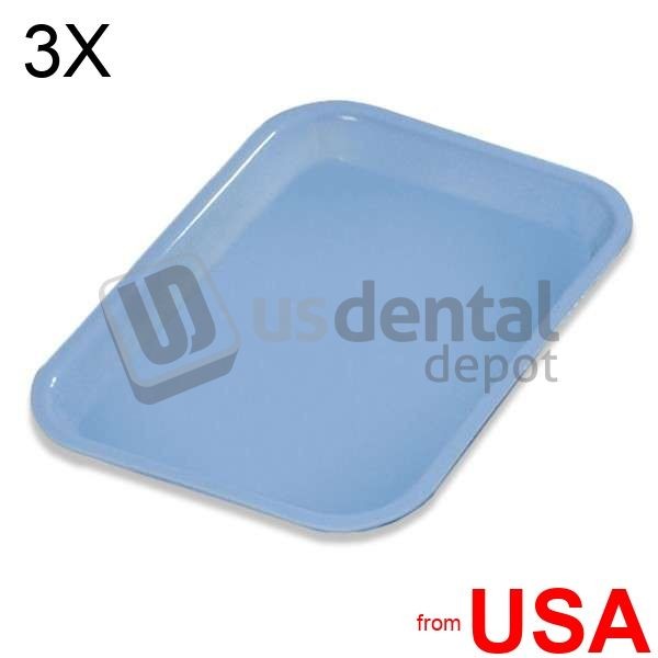 3X LOT of PLASDENT Flat Tray, Size F (Mini)-Pastel Baby BLUE, Plastic, 9- 423539