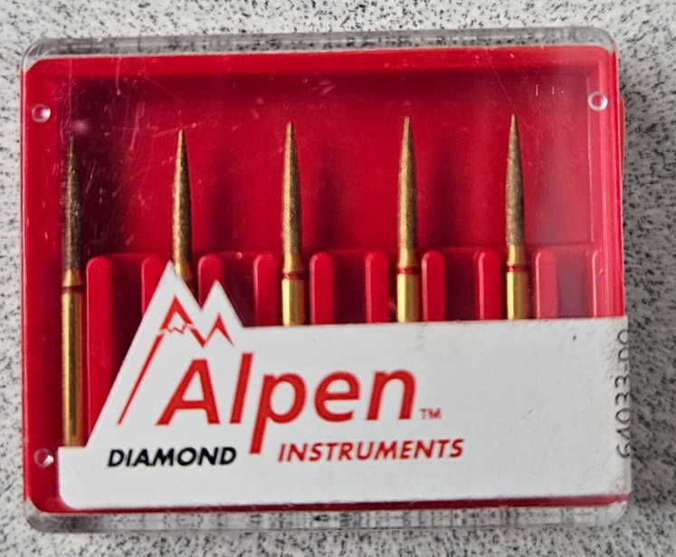 Alpen Instruments #R862F012FG Fine Grit Flame Shaped DIAMOND 1 Pk /5 Burs