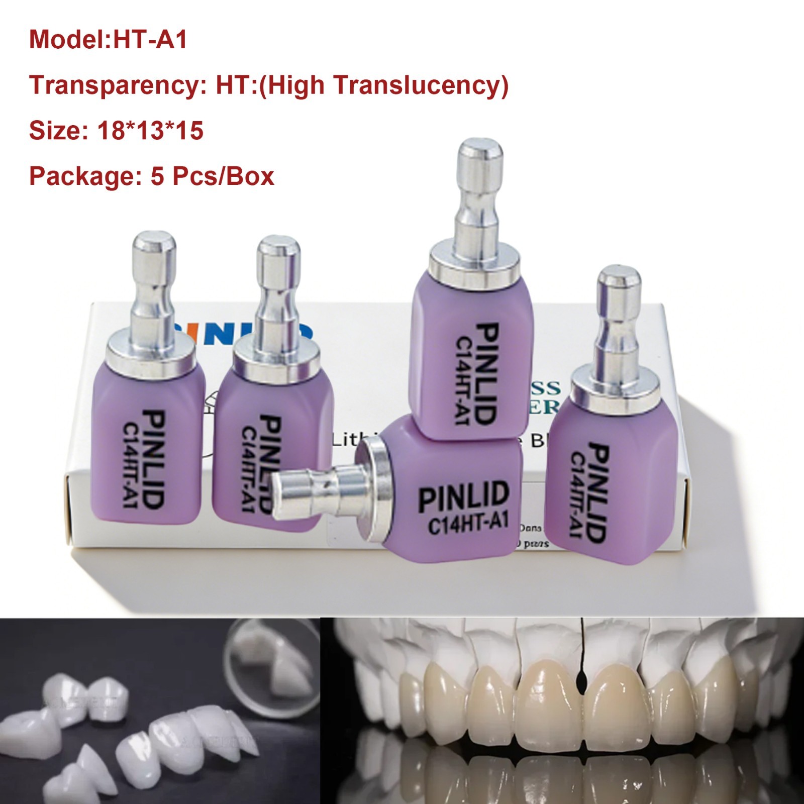 Dental Lithium Disilicate CAD/CAM Block CEREC Compatible HT/LT/MT 5pcs/Box C14