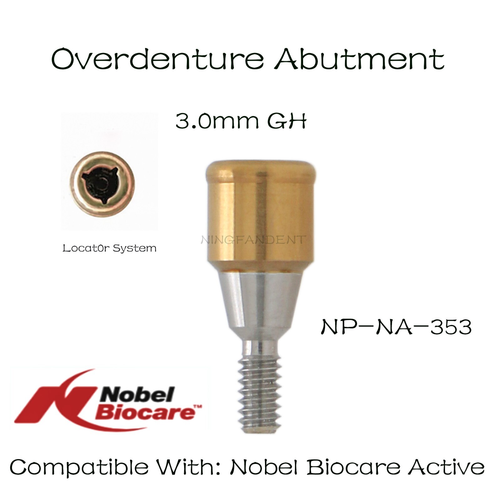 US Implant Locator Abutment Nobel Active NP 3.5mm D 3mm AH Overdenture Male Cap