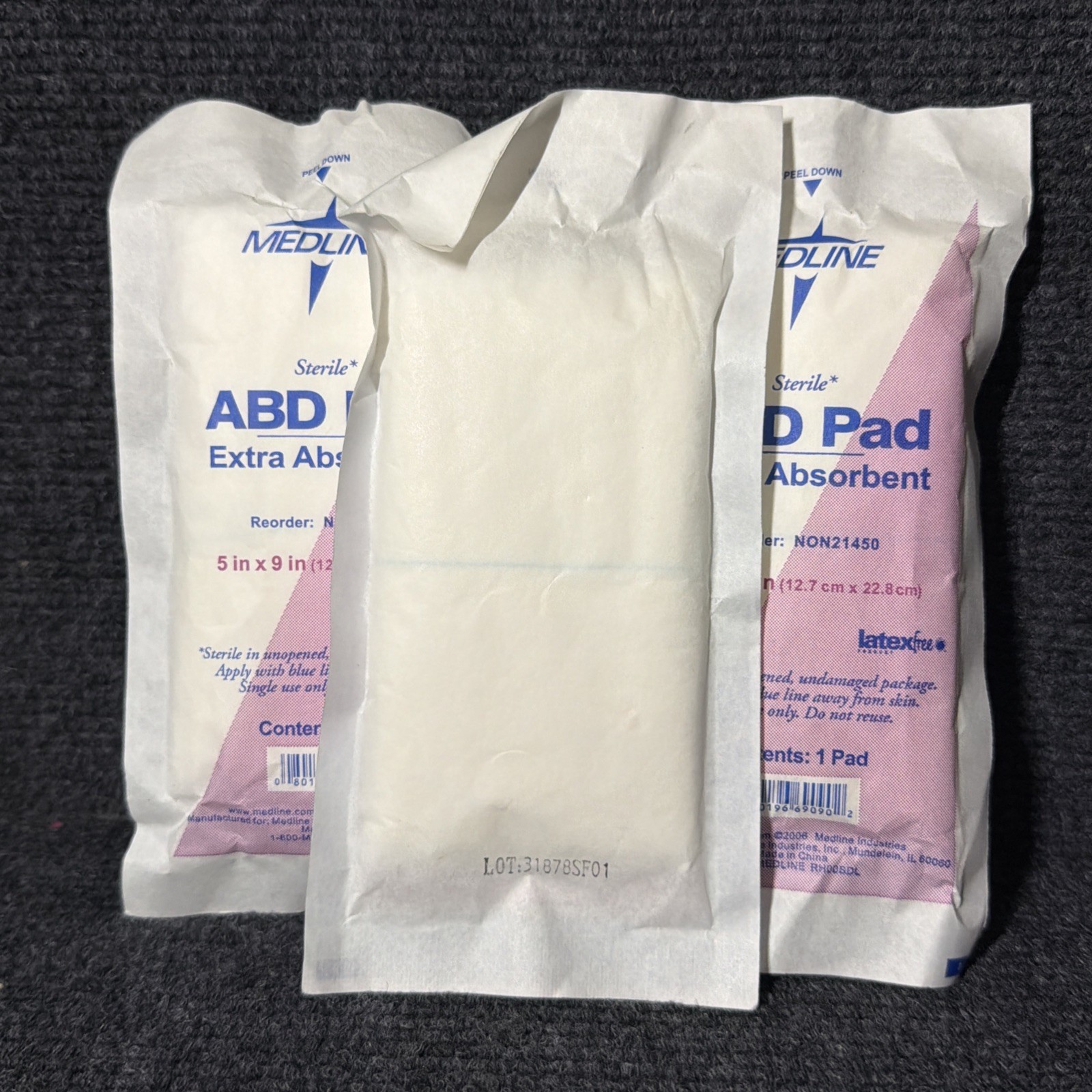 4pc Medline Extra Absorbent ABD Pad – 5″ x 9″ – Sterile – NON21450 – New
