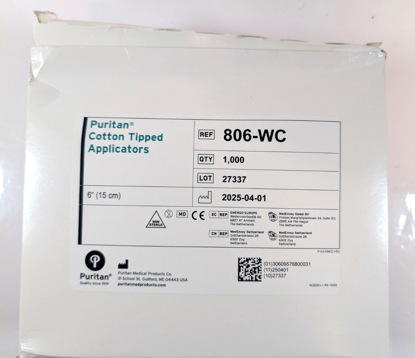 Puritan REF 806-WC Cotton Tipped Applicators 6″ 1000 PCS