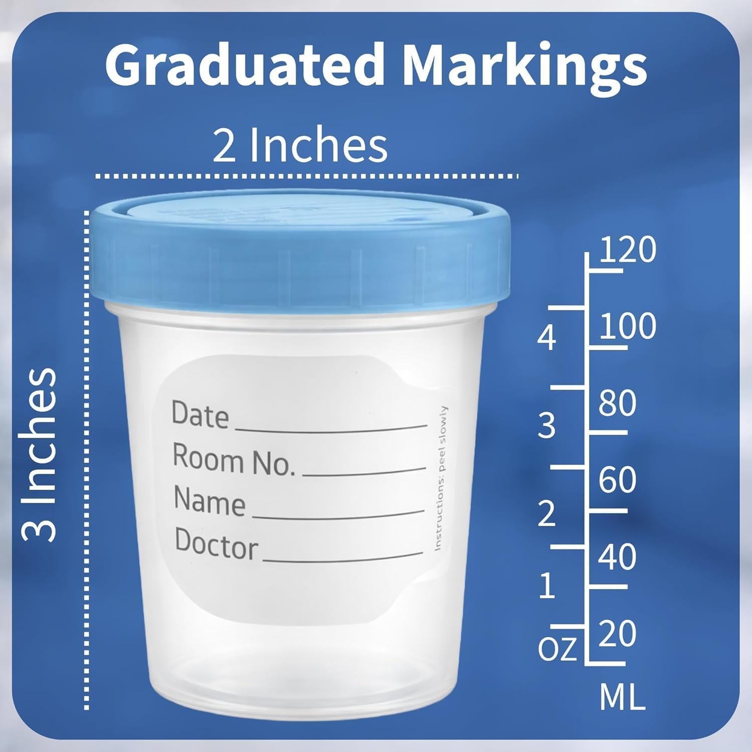 Vakly Sterile Specimen Cups 4 oz (10 Pack) – Individually Wrapped Urine Clear