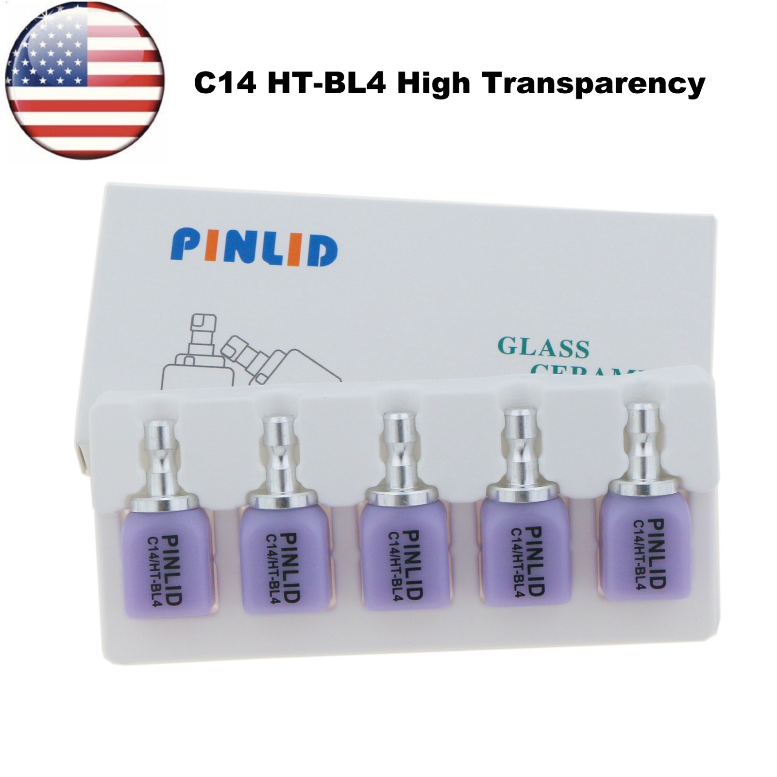 US C14 HT Dental Emax Glass Ceramic Blocks Lithium Disilicate CAD/CAM CEREC