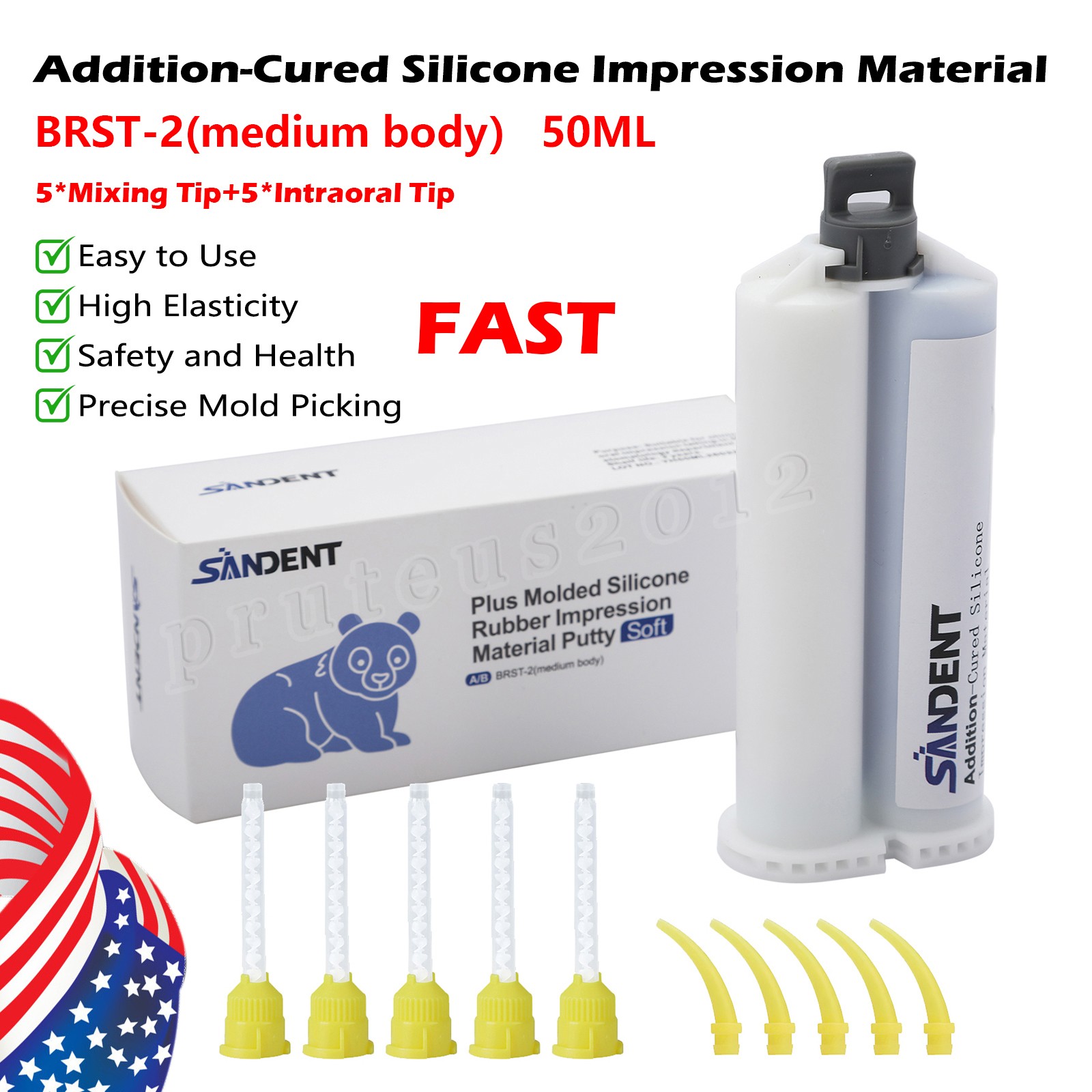 Dental MEDIUM BODY FAST SET VPS Impression Material 50ml, 1-16/Bx SANDENT