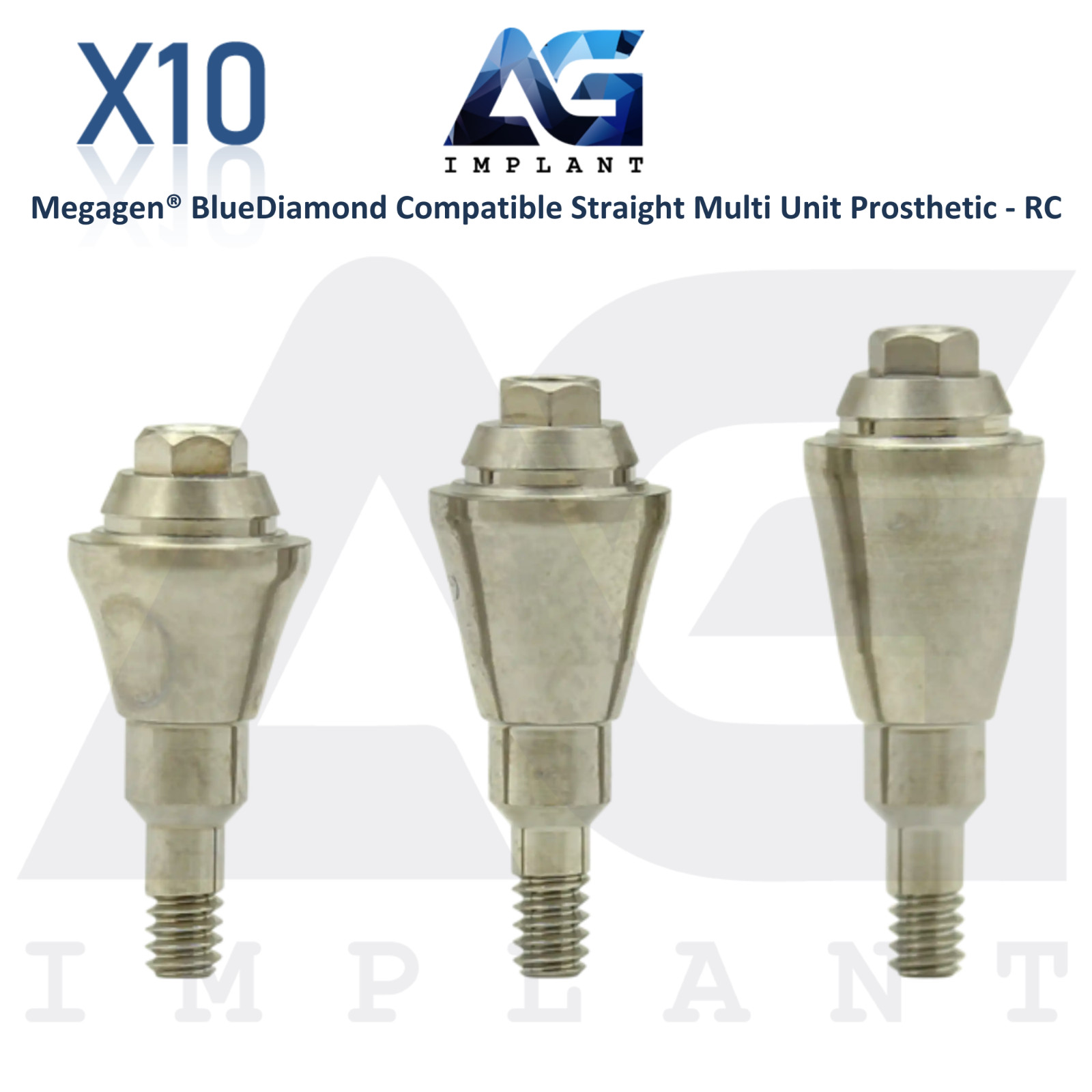 10 Straight Multi Unit Prosthetic RC Compatible with Megagen® BlueDiamond