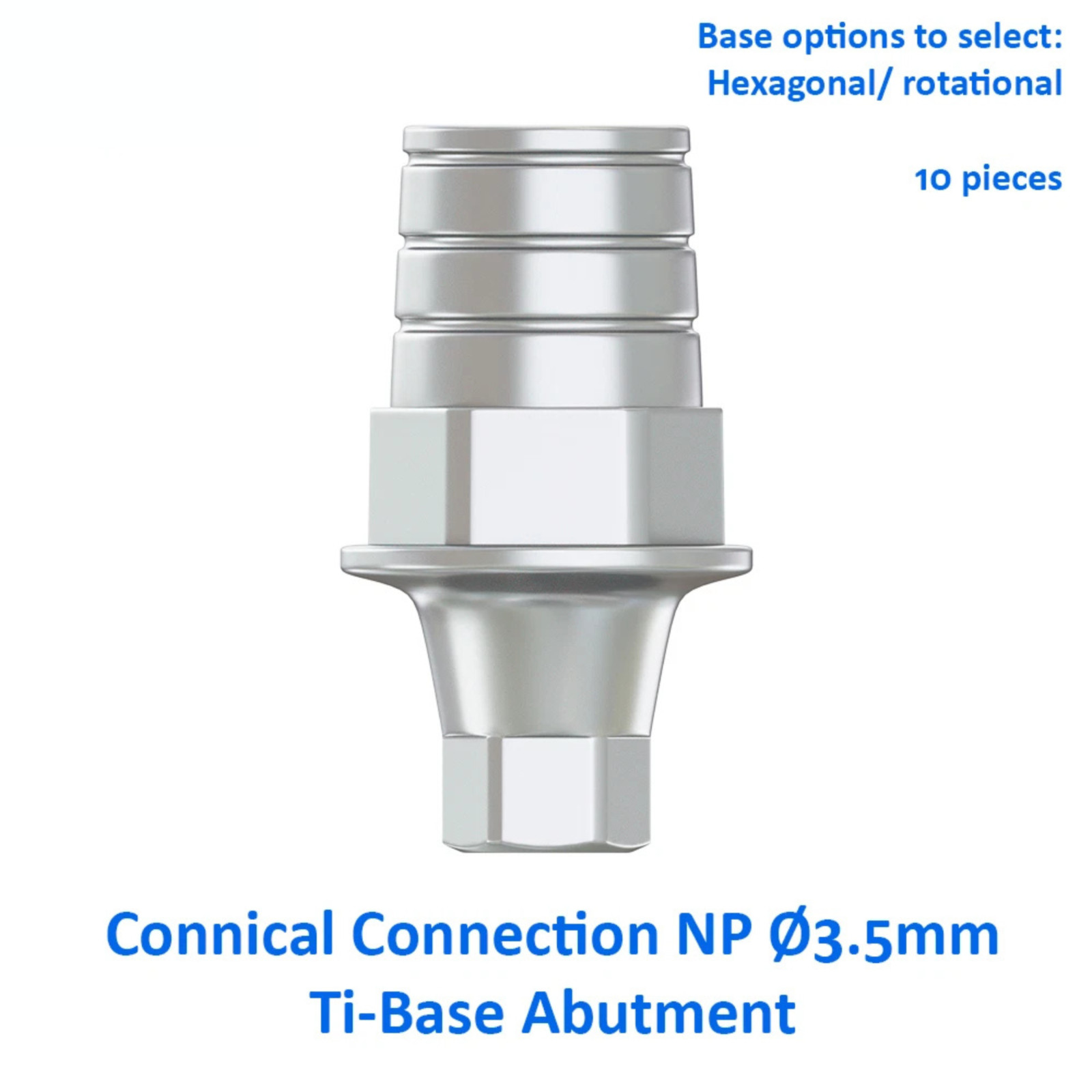 10x Dental Fixture Ti-Base CAD/CAM Adapter Head Conical Connection NP Ø3.5mm