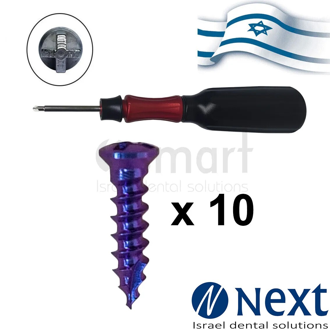 Lot x10 Screw titanium pin membrane Bone GBR Ø1.6 L6 tac + driver
