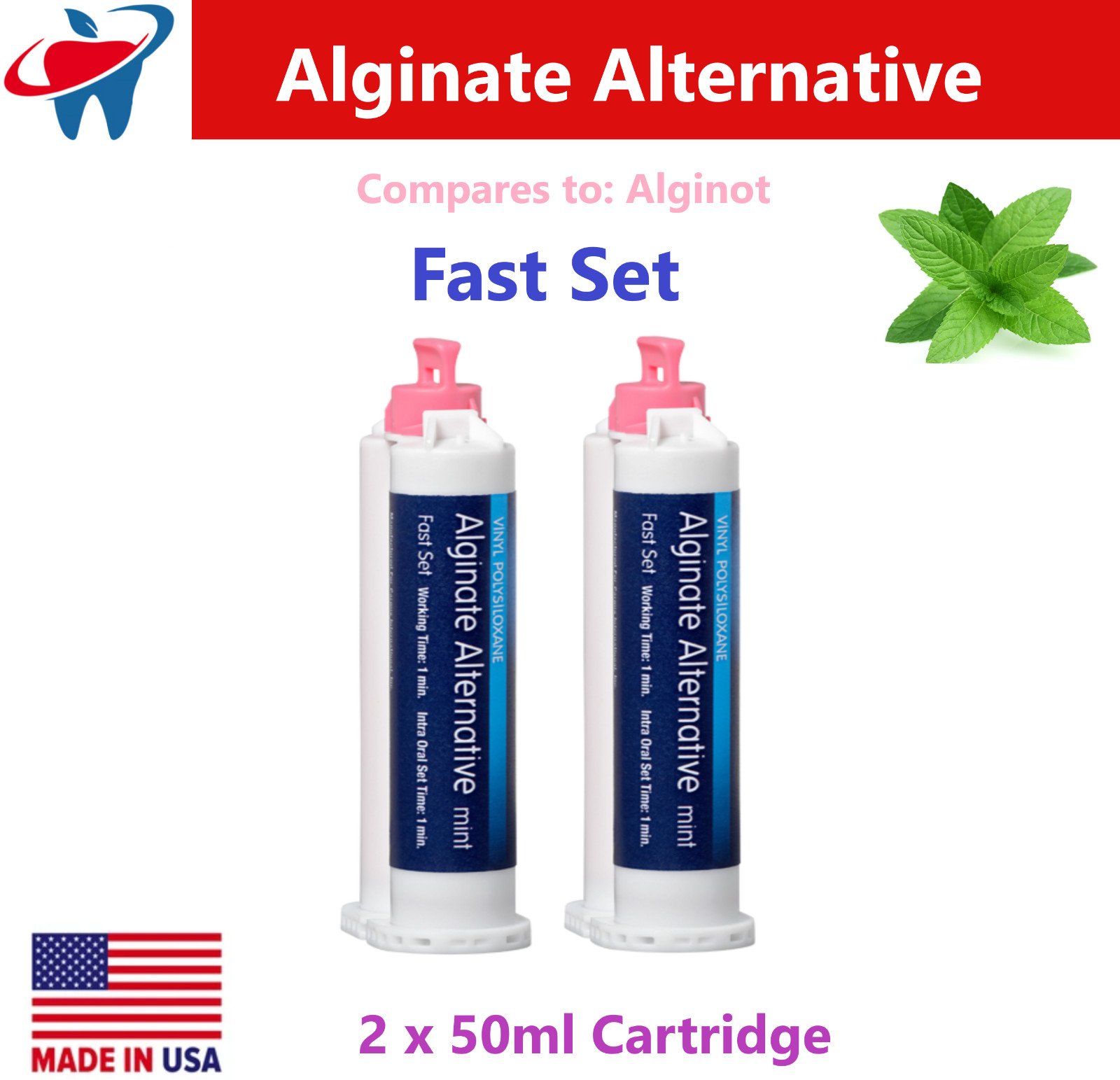 Dental Alginate Substitute 8 x 50mL Cartridges FAST SET – Mark3 9010, Made in US