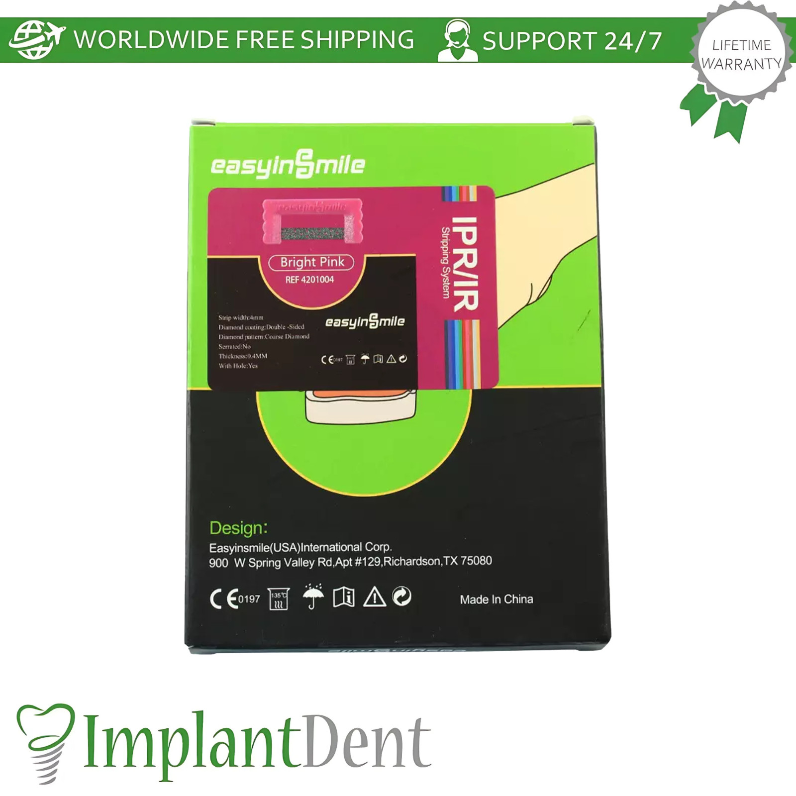 EasyinSmile 10pcs Perforated Coarse Bright Pink Widener Dental IPR Strips Set
