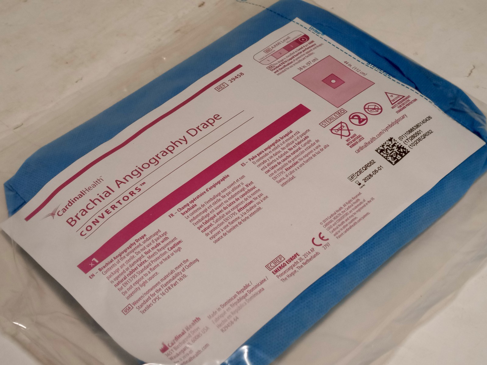 (2) Cardinal Health Convertors Brachial Angiography Drapes, Latex Free, 29458