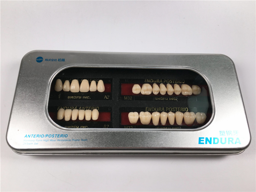 1 Box of SHOFU ENDURA Dental Denture False Teeth Resin A2 M28 M30 M32 Plastic
