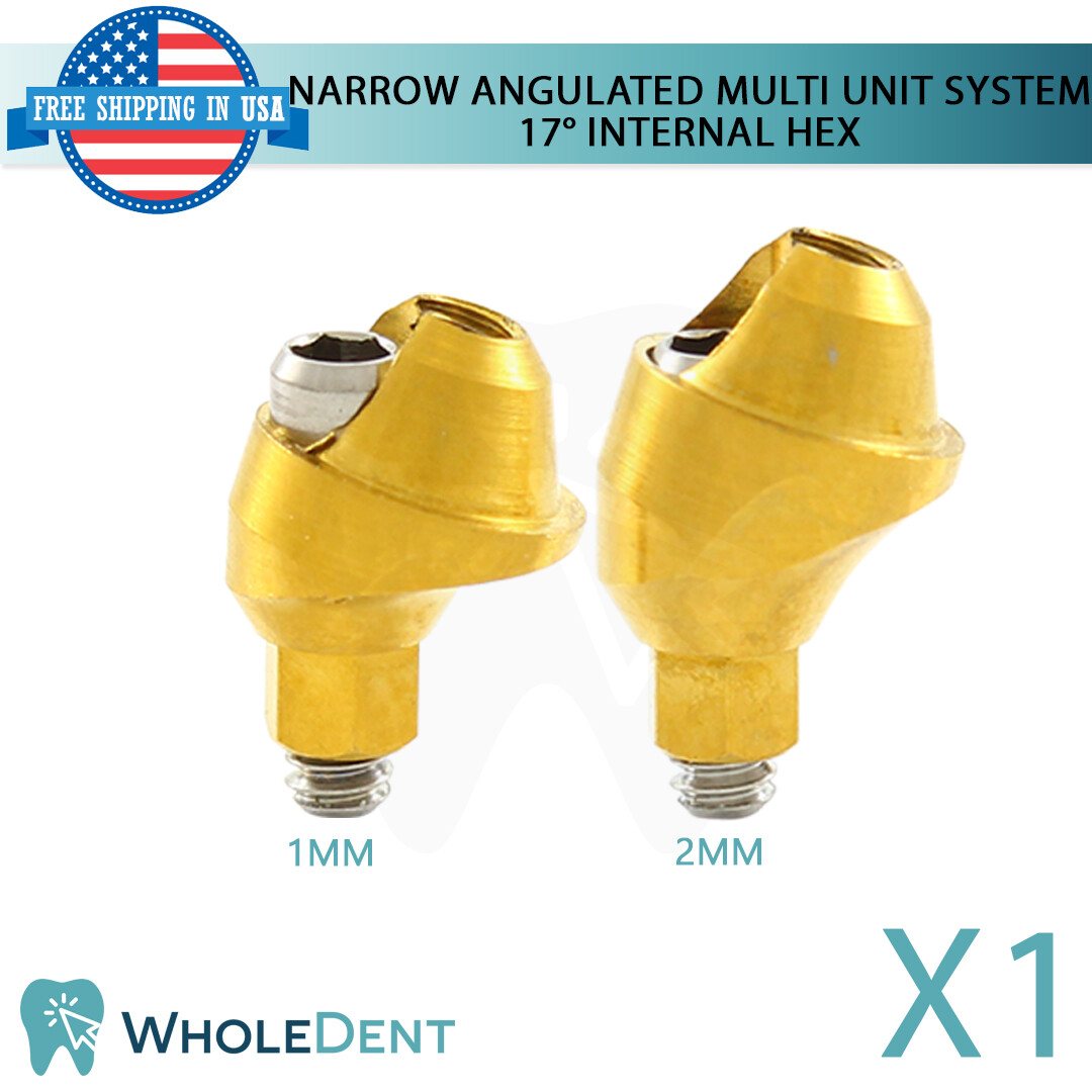 1x Narrow Angulated Abutment Multi Unit 1.6mm System 17° Internal Hex