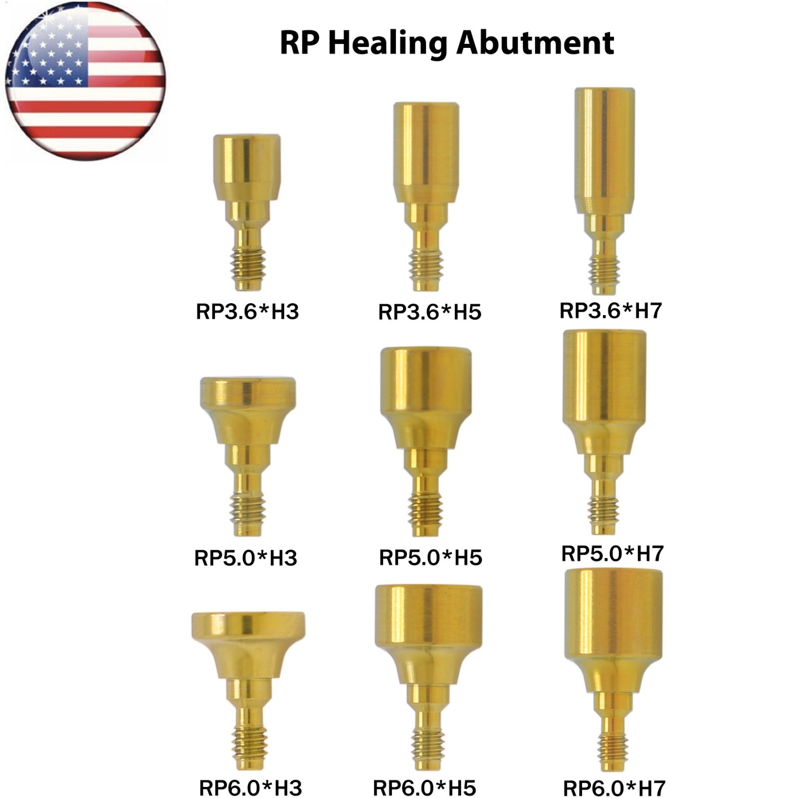 US Dental Healing Abutment Cap NP/RP Compatible Nobel Biocare ∅3.6 ∅5.0 ∅6.0