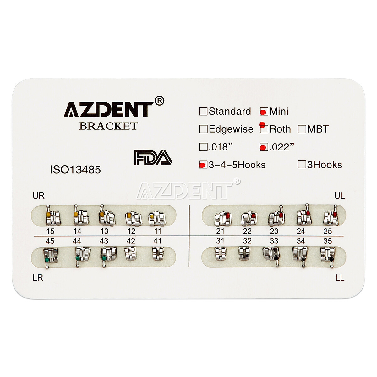 20Pack AZDENT Dental Orthodontic Bracket Braces Mini Roth Slot.022 345 Hooks