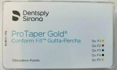 Protaper Gold F1,F2,F3, F4 & F5 GUTTA Percha Points Dentsply Tulsa Box of 60 FS)