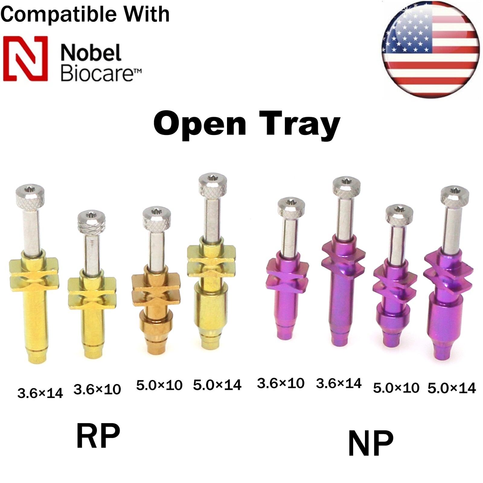 US Dental fits Nobel Active NP/RP Impression Transfer Coping Close Open Tray