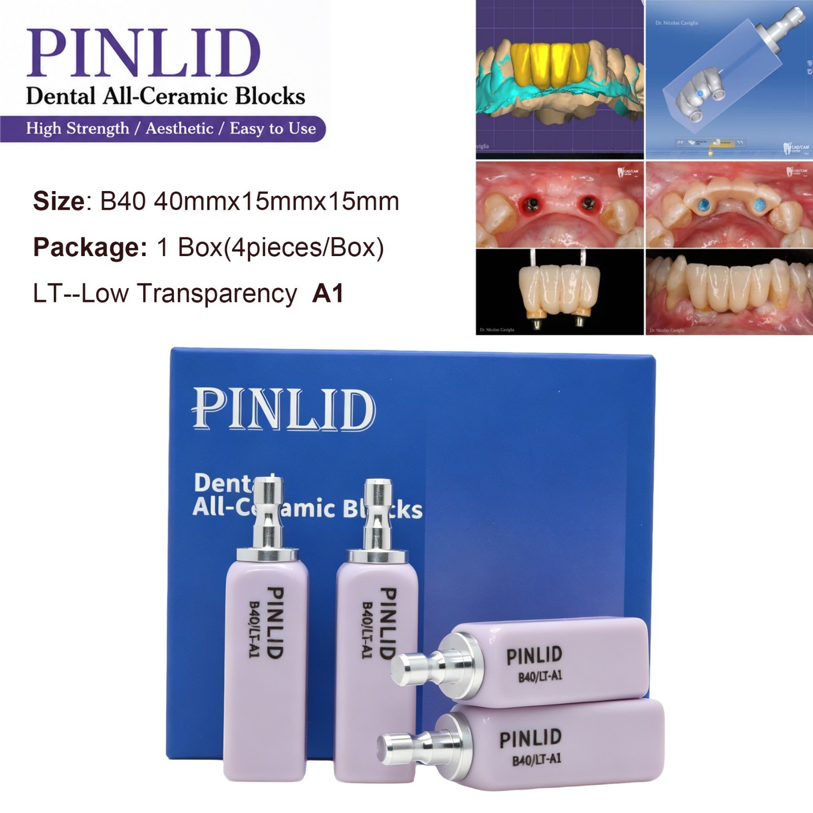 LT Dental Emax Glass Ceramic CAD CAM Blocks Lithium Disilicate CEREC 4pc/box