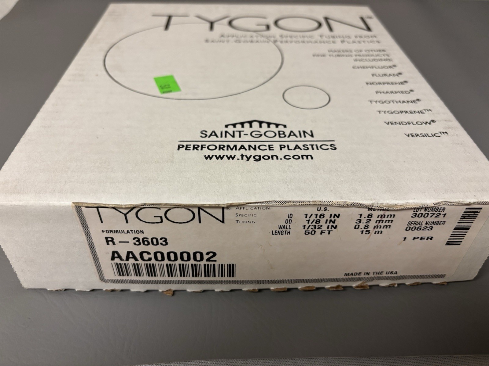 TYGON AAC00002 R-3603 1/16″ ID 1/8″ OD Clear Flexible PVC Tubing 50 FT