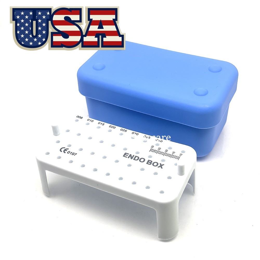 Dental Endo Box With Ruler 40 Holes Files Blocks Disinfection Stand 4 Colors USA