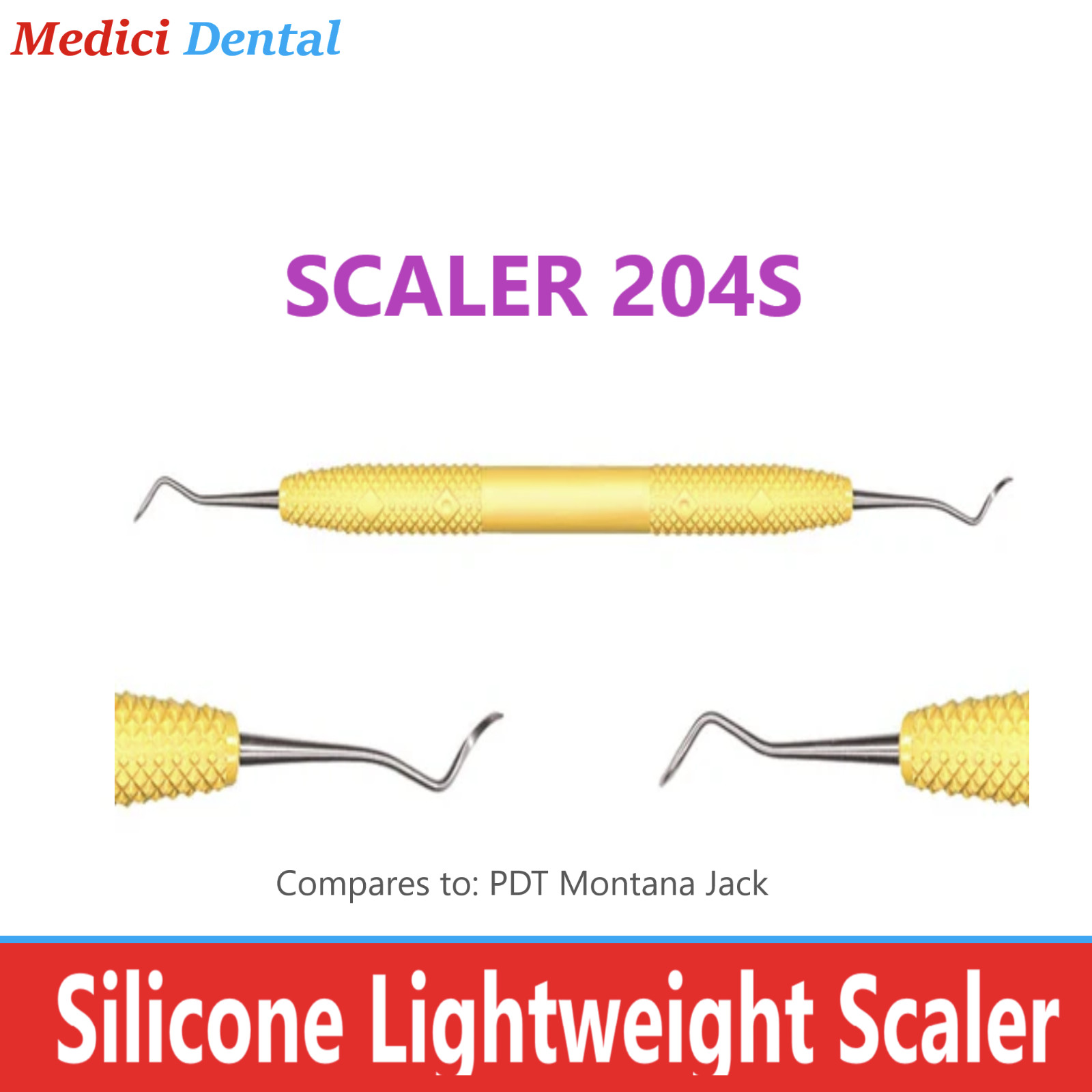 Dental Scaler 204S Universal Sickle Scalers, Currette, Sterilzable, Light Yellow