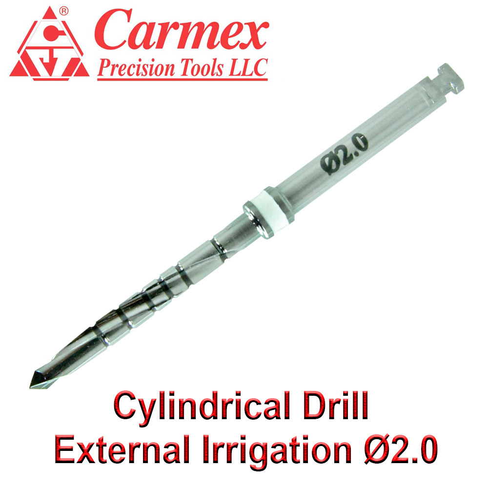Carmex Dental Implant External Irrigation Cylindrical Surgical Drill Ø2.0mm