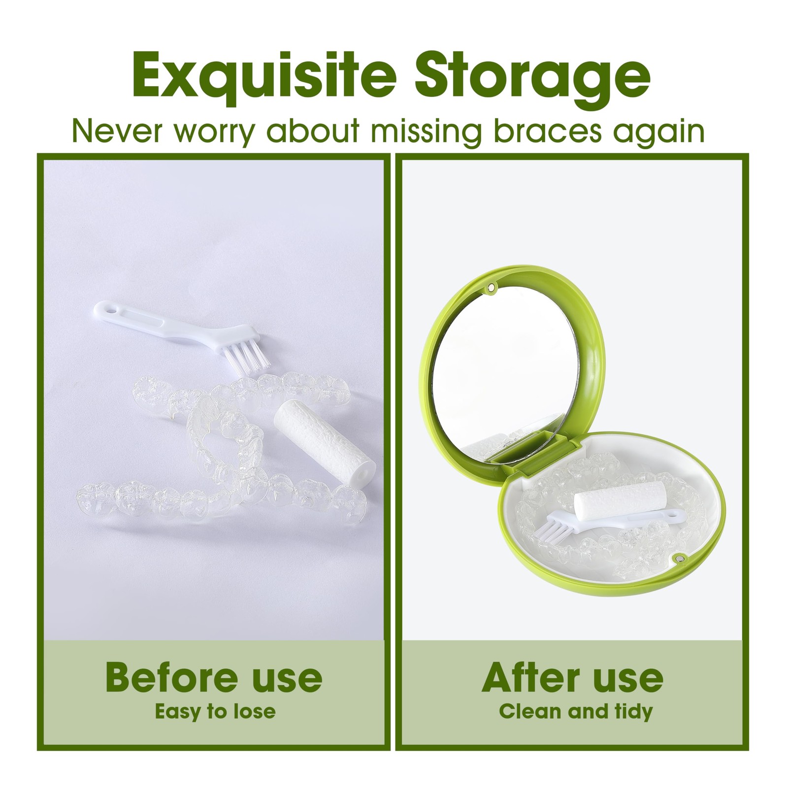 VRUIFA 2 PCS Retainer Cases, 3.42 x 0.98 inches, Green White+Black Purple