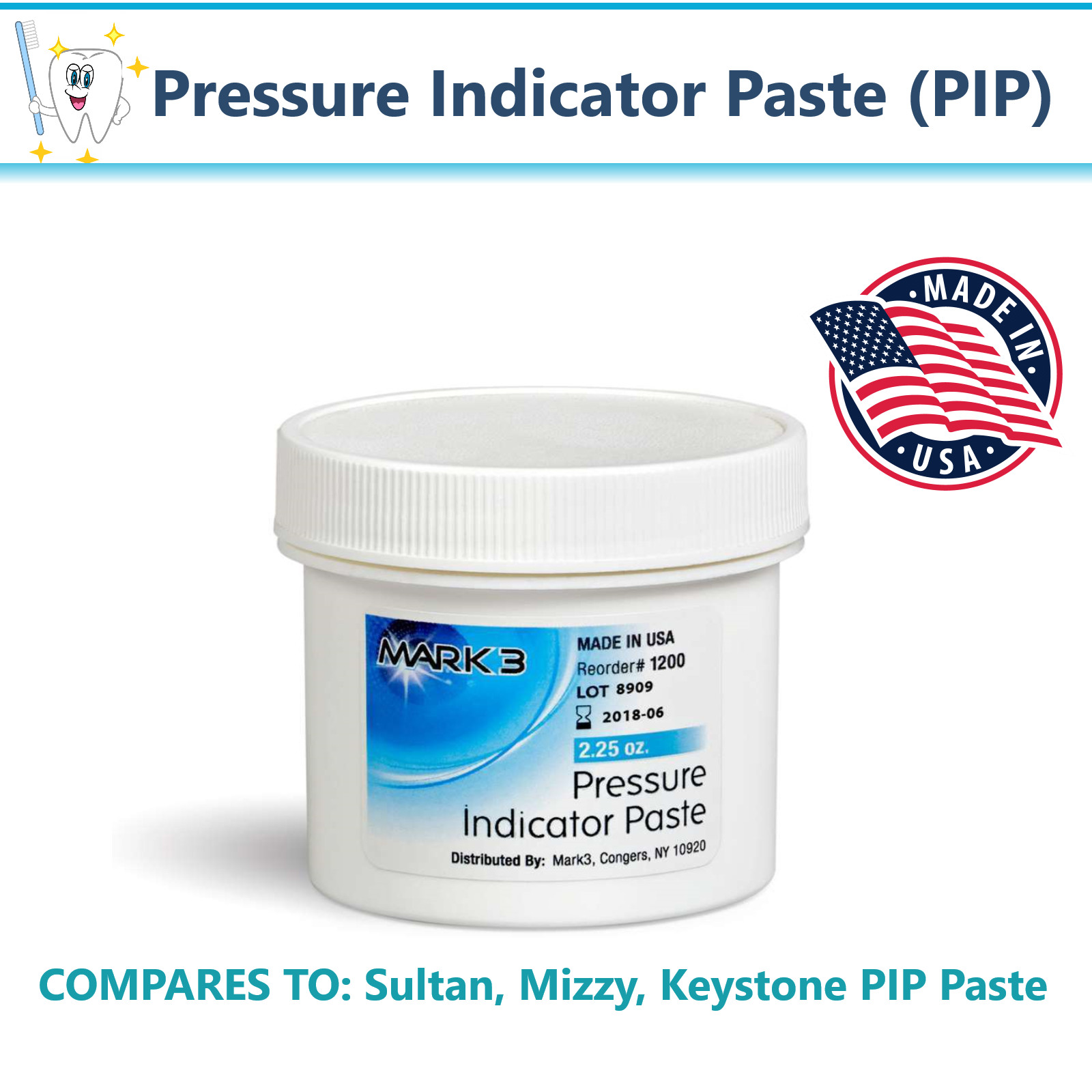 Dental PIP Paste Pressure Indicating Paste 2.25 oz Jar, Use to Dry denture USA