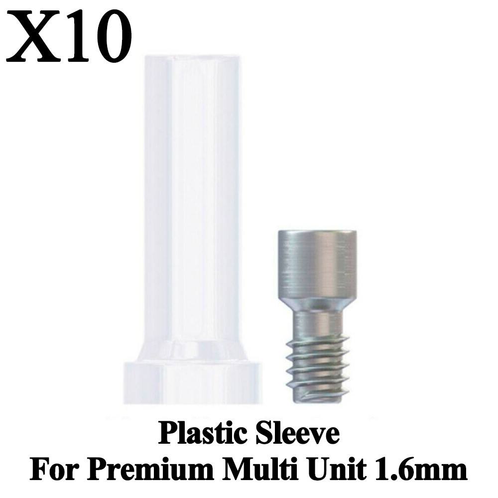 10pcs Plastic Sleeve For Premium Multi Unit 1.6mm System Dental Prosthetic Screw