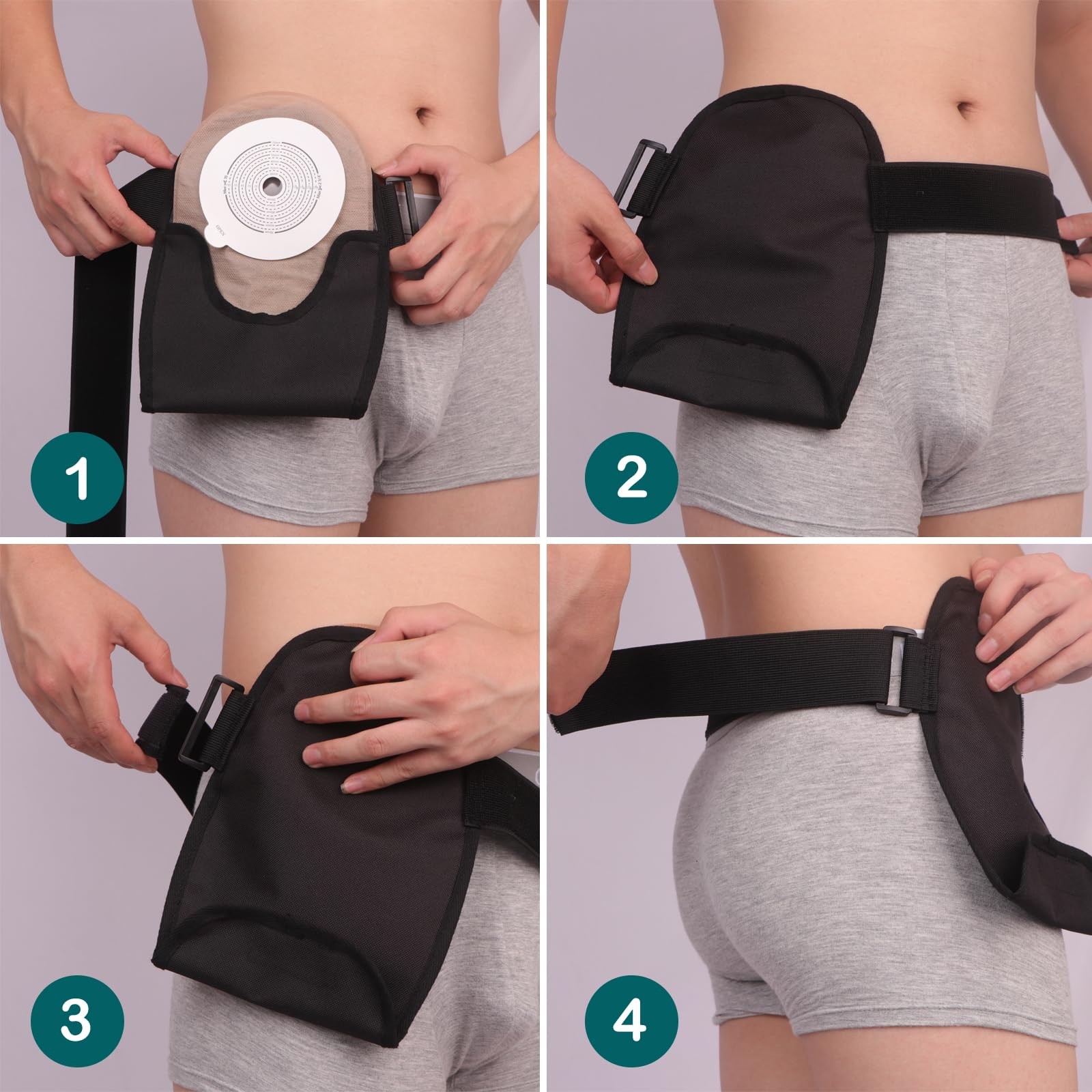 Waterproof Ostomy Bag Cover Belt Adjustable Universal Stoma Pouch Black