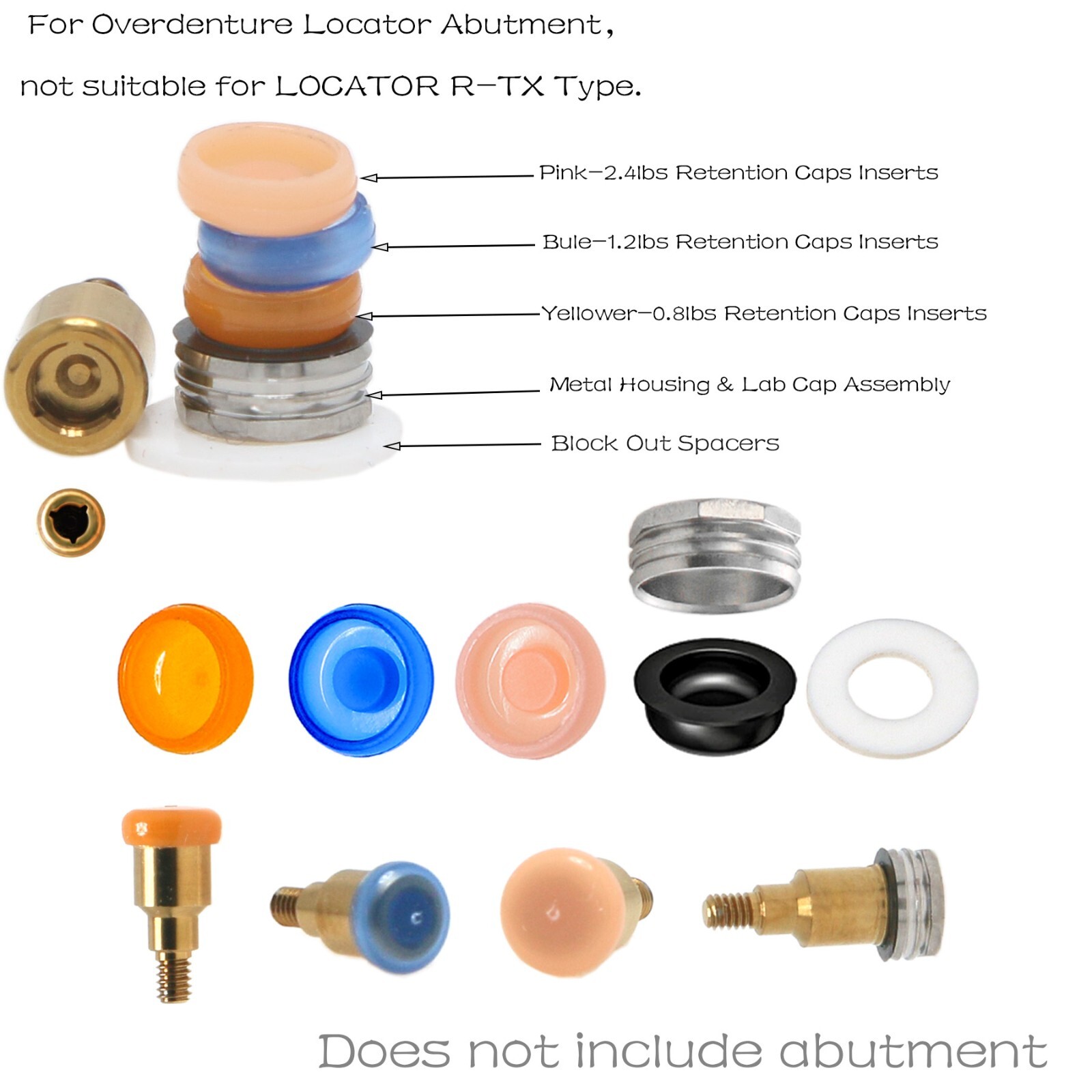 US Hiossen ET III SA Regular Implants Fits Locator Abutment & Male Cap Inserts