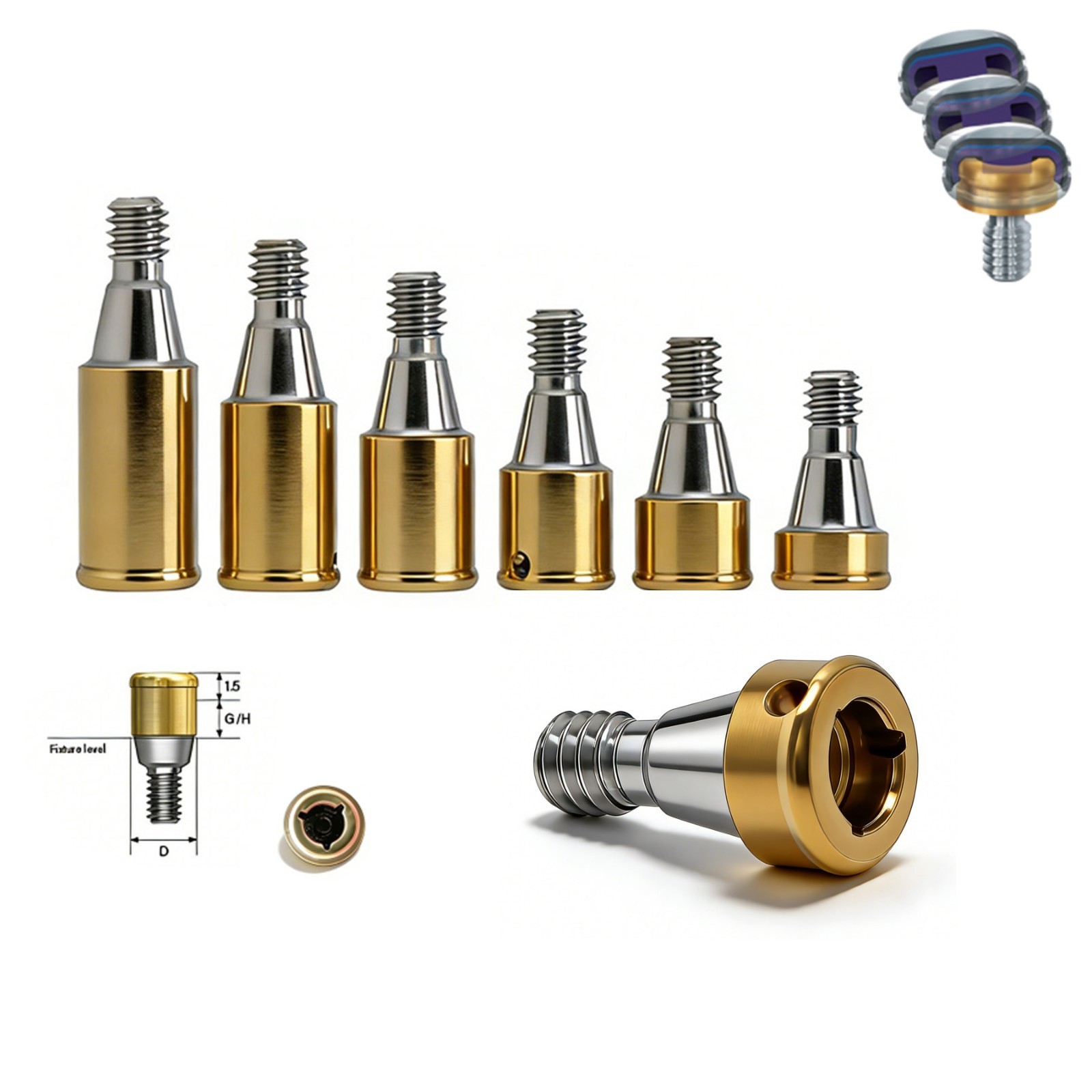 Hiossen ET Mini Implant Zest Locator Healing Abutment Transfer straight parts