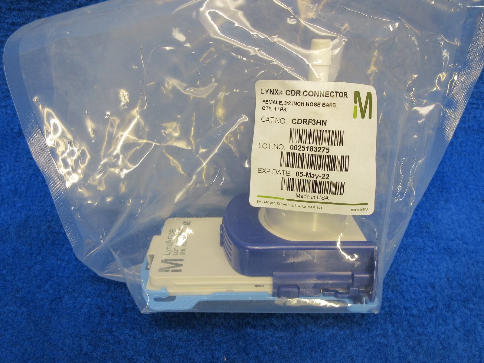 MILLIPORE Lynx CDR CDRF3HN, Female, 3/8″ hose barb, EXP May 2022