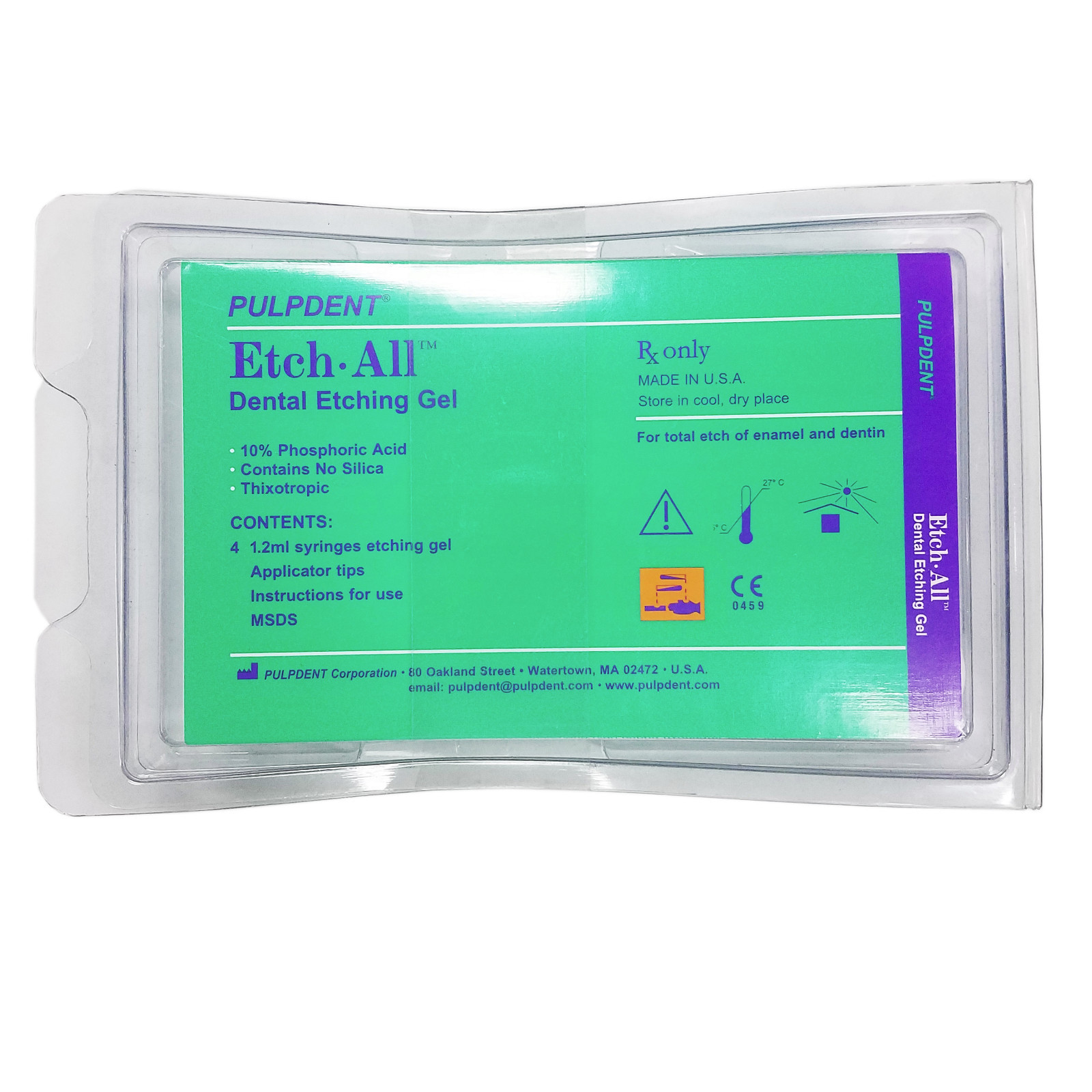 Etch-All Kit 4 x 1.2mL Sryinges 8 Pre Bent Applicator Tips Pulpdent